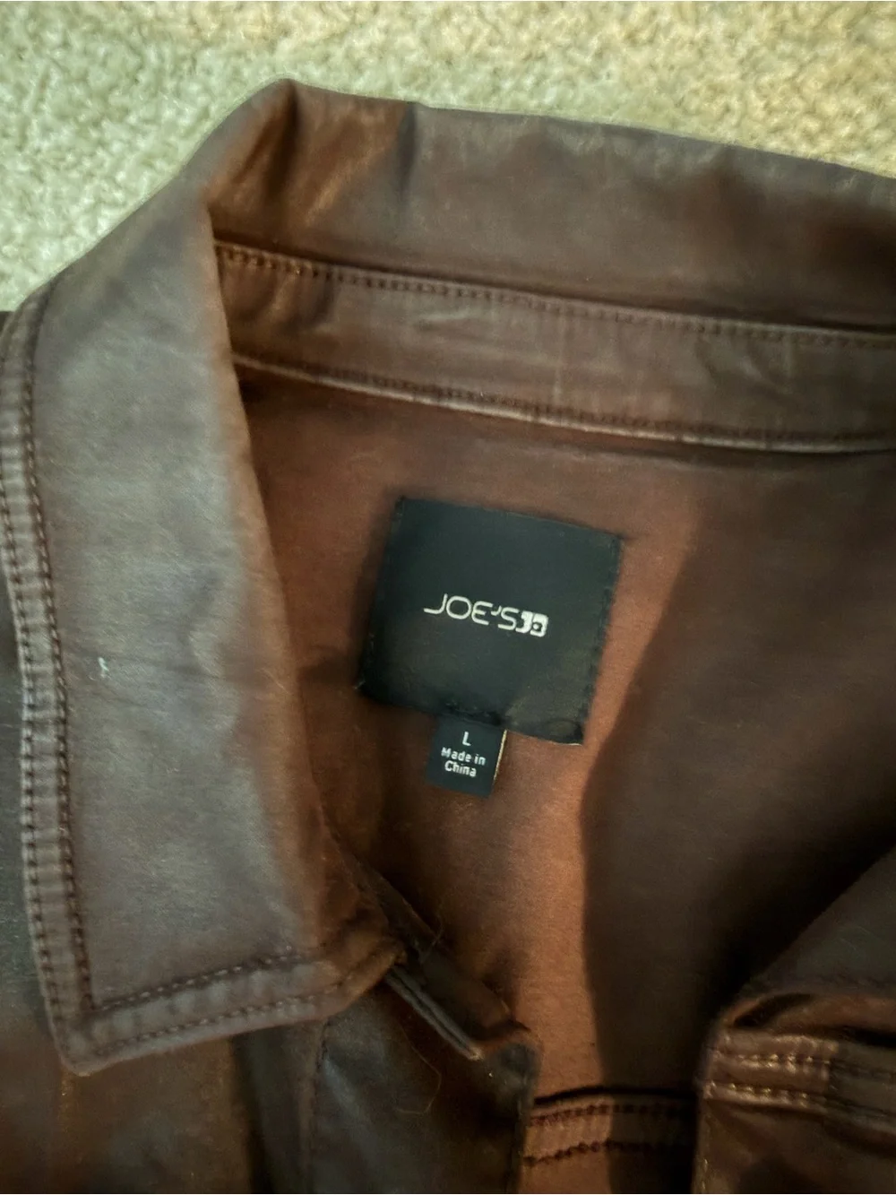 Joes jeans jacket in a sheen brown color